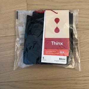 Thinx Period Proof Cotton Bikini, Black, Small